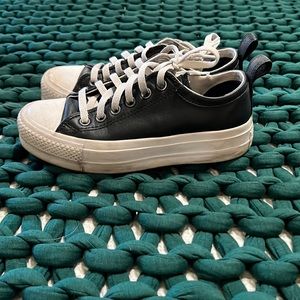Faux leather platform low top converse